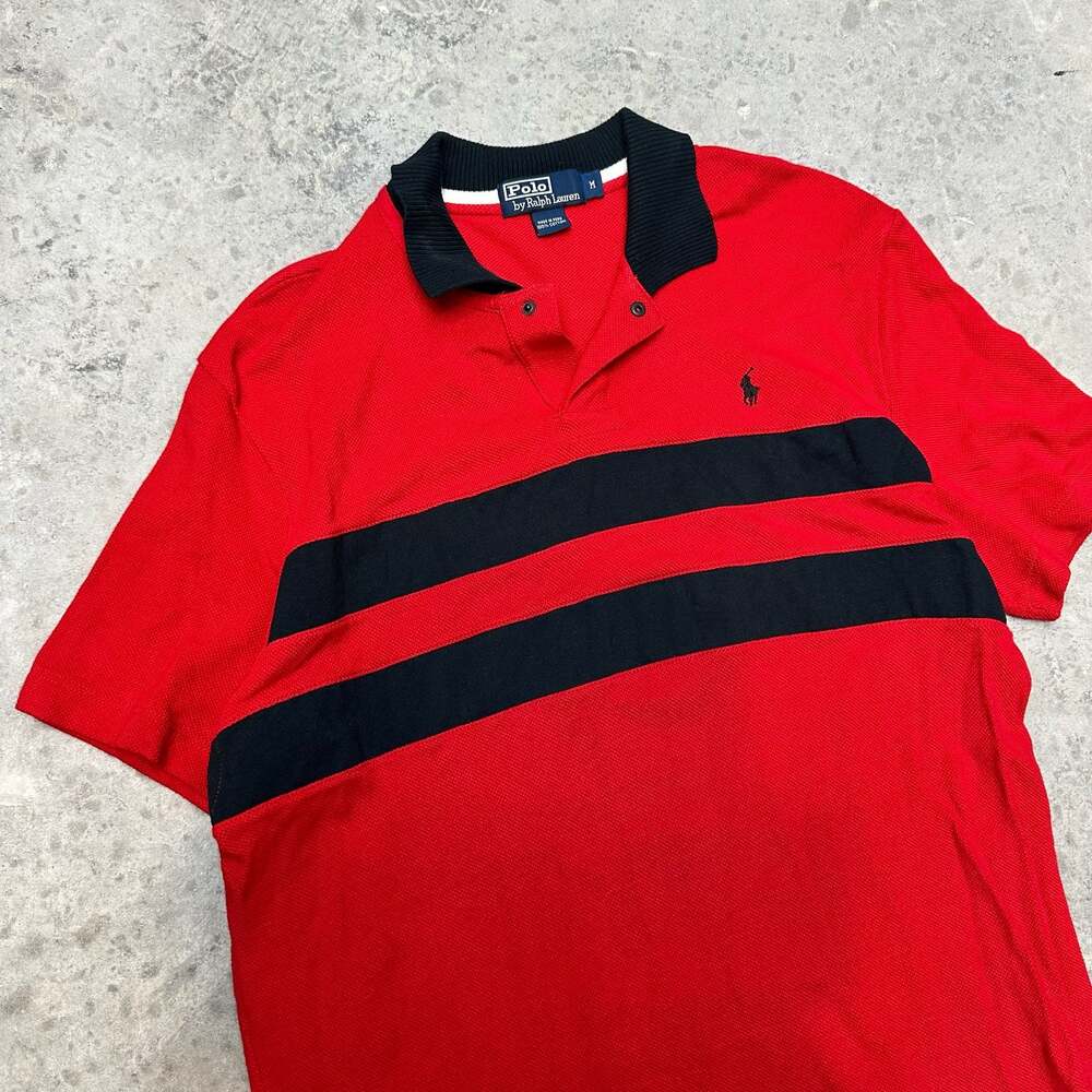 Polo Ralph Lauren Red and Black Striped Short Sleeve Polo